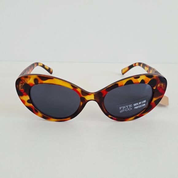 Frye Oversized Cat Eye Tortoise Shell Print Sunglasses Brown Black 100% UV lens - Picture 3 of 10